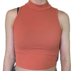 Donated to LA Fire victims. Crop orange mock neck top